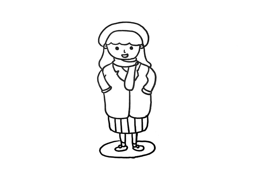 冬天漂亮的小女孩简笔画画法步骤