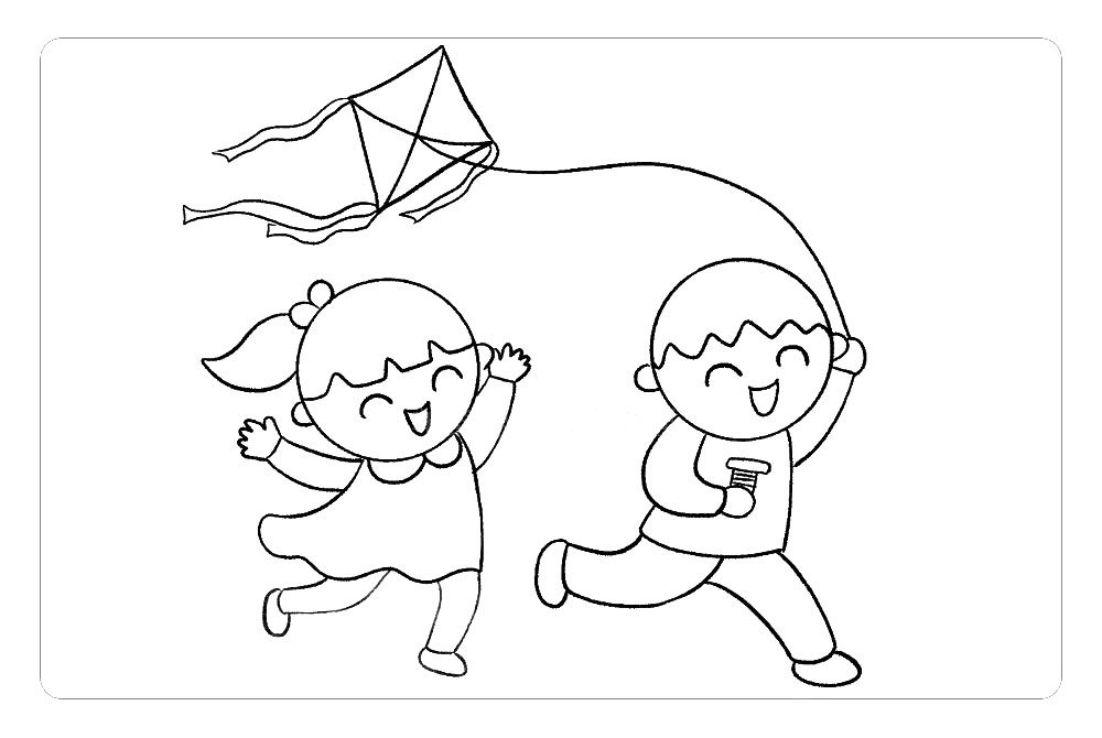 春天放风筝简笔画
