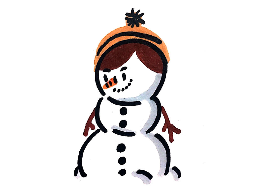 憨态可掬的小雪人简笔画