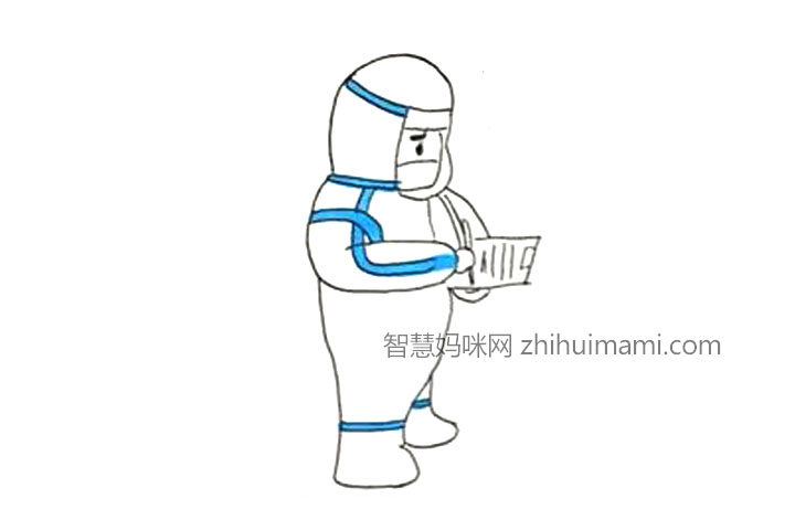 同舟共济 共同抗疫 大白风采简笔画图片