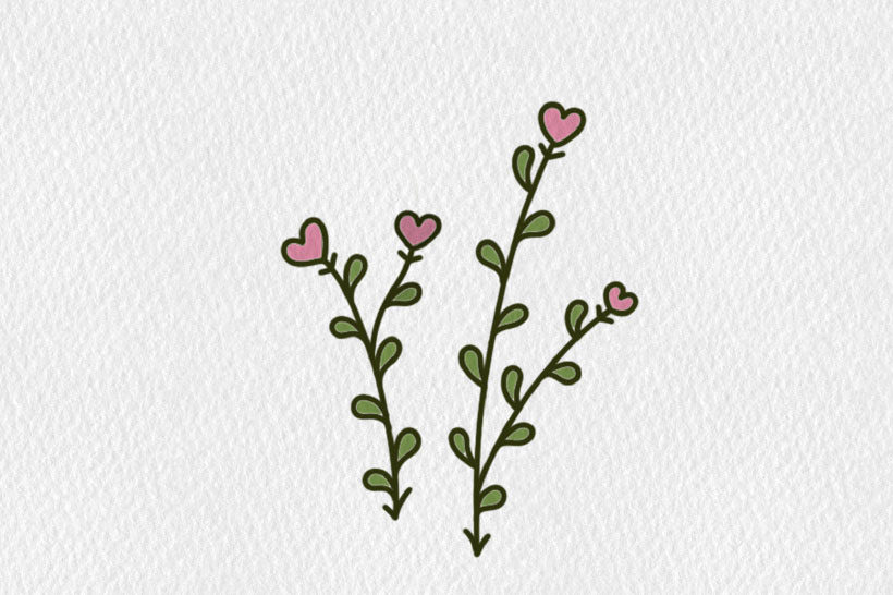 小清新彩色花朵简笔画