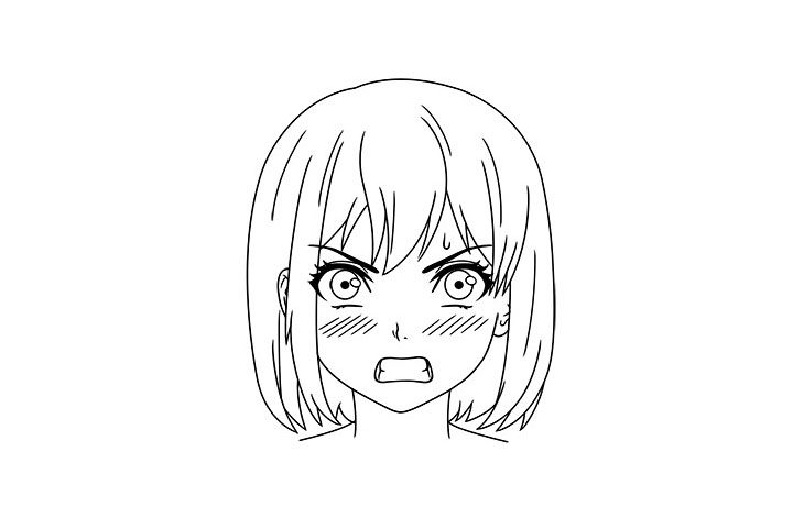 画短发女孩漫画-生气表情的画法