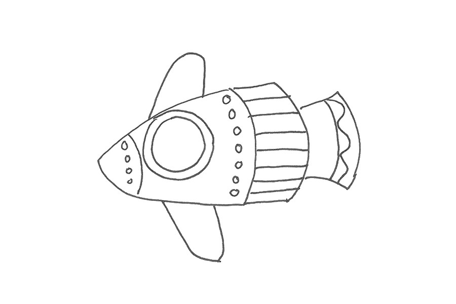 一步一步学画太空飞船简笔画