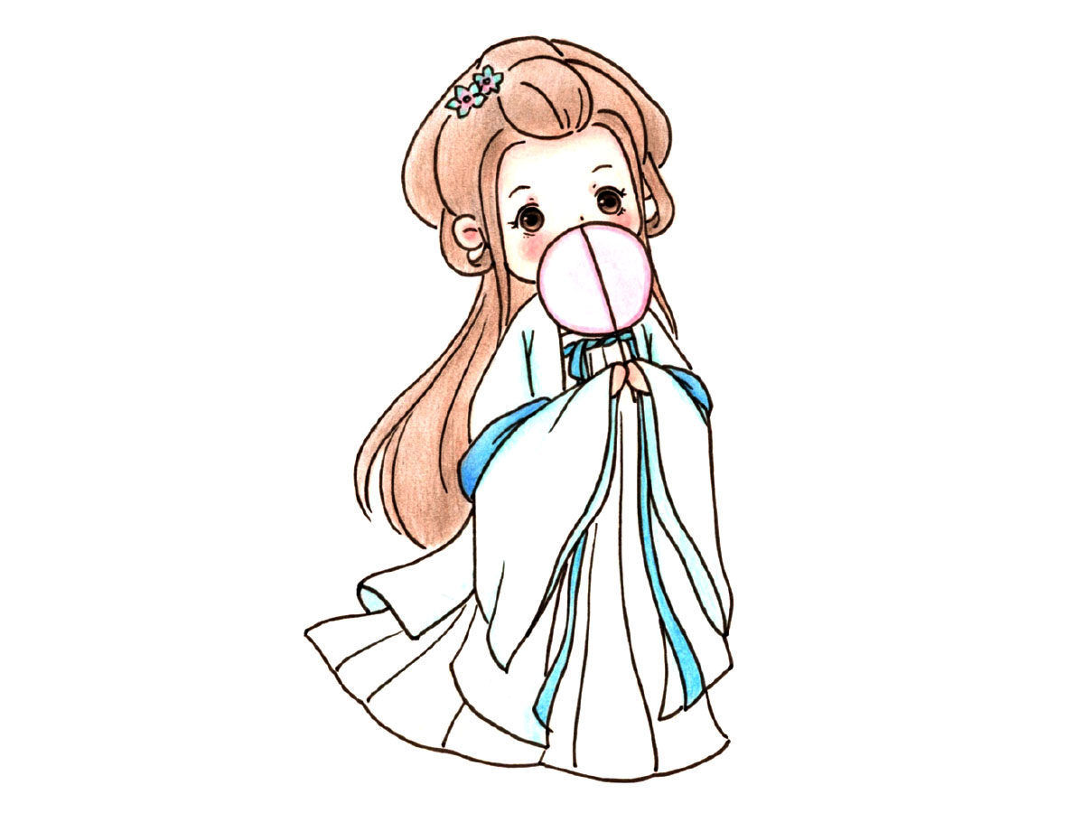 犹抱琵琶半遮面古风小女孩简笔画教程