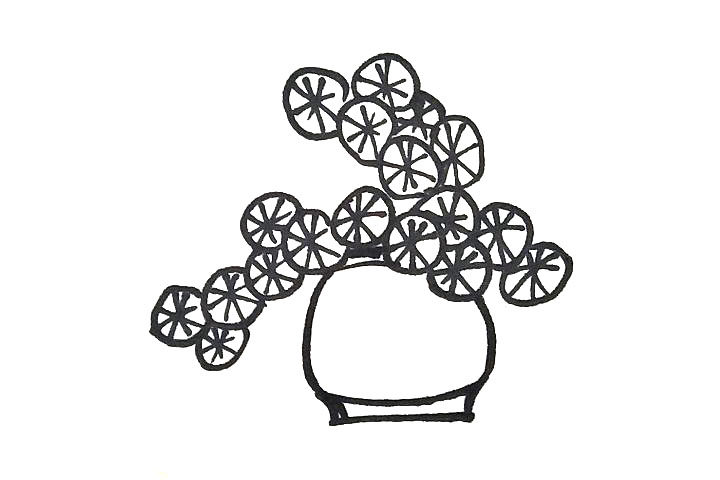铜钱草盆栽简笔画