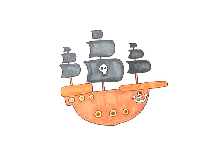 海盗船绘画作品