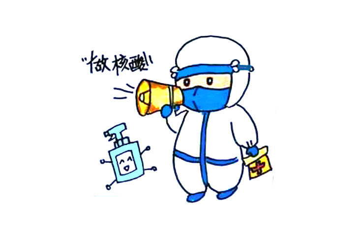 抗疫绘画人物素材 呼唤做核酸的大白简笔画