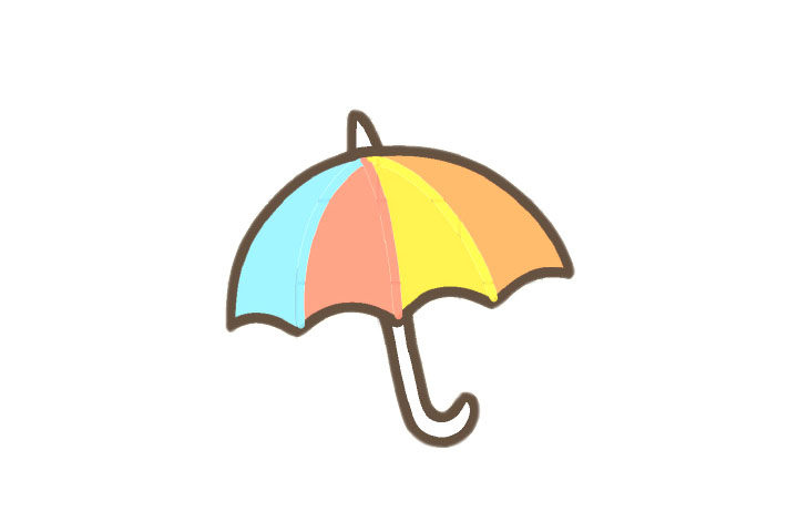 彩虹雨伞简笔画画法教程