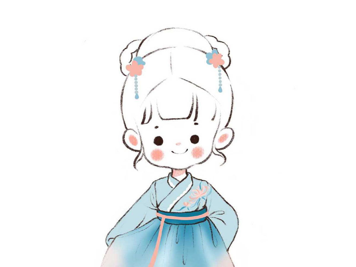 一组可爱漂亮的小女孩简笔画图片