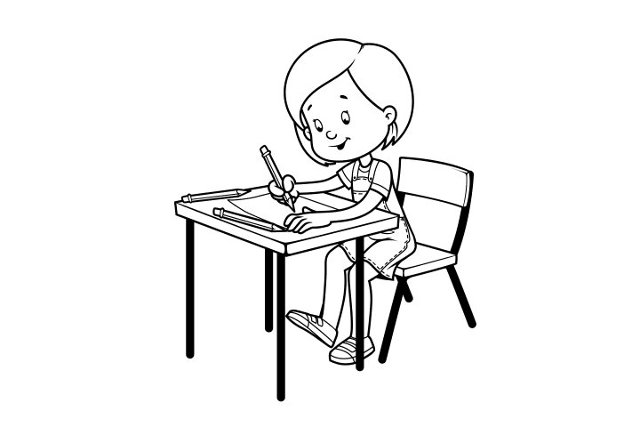认真读书学习的小学生简笔画