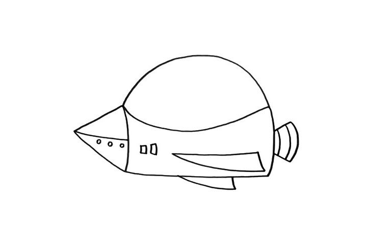 遨游太空的飞船简笔画画法步骤