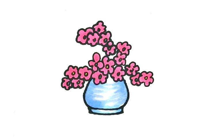 杜鹃花盆栽简笔画