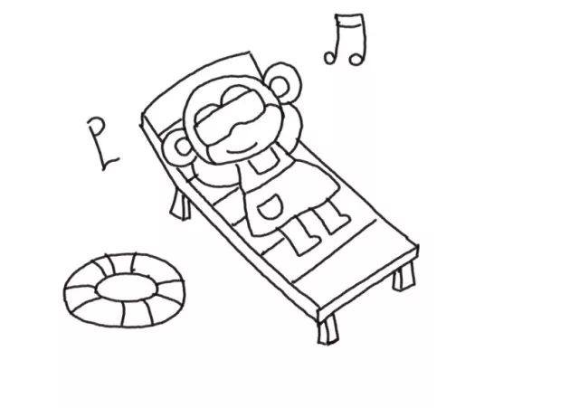 沙滩上的阳光 快乐假期简笔画