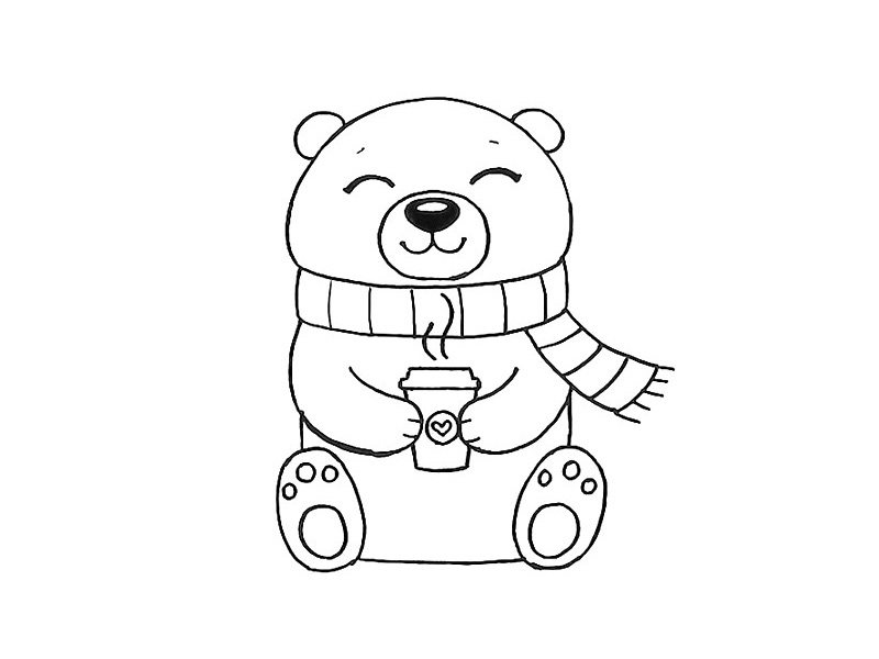 可爱的北极熊简笔画画法步骤