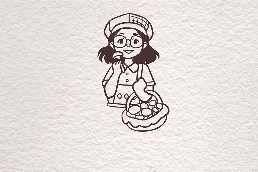 复古风美少女简笔画画法步骤