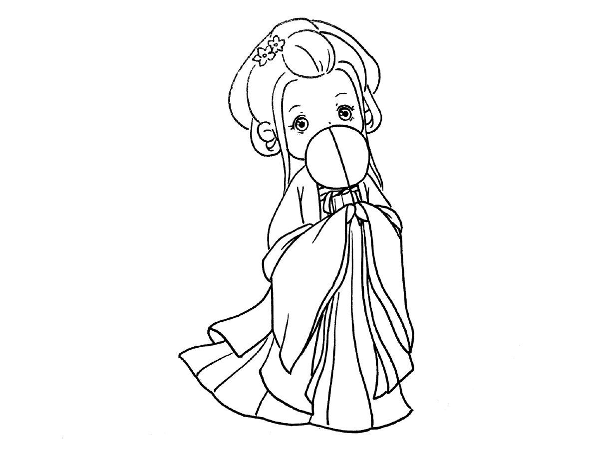 犹抱琵琶半遮面古风小女孩简笔画教程