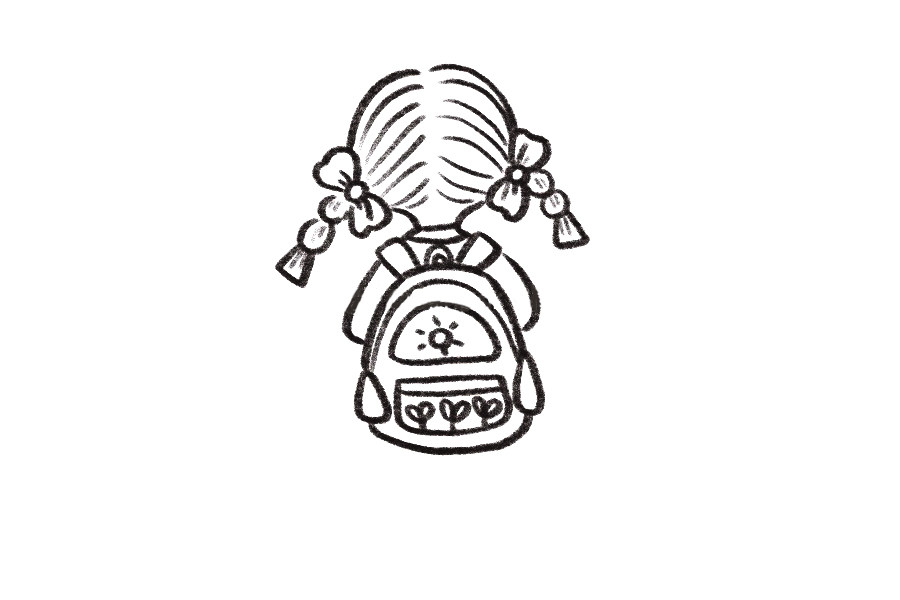 开学小女孩上学背影简笔画教程