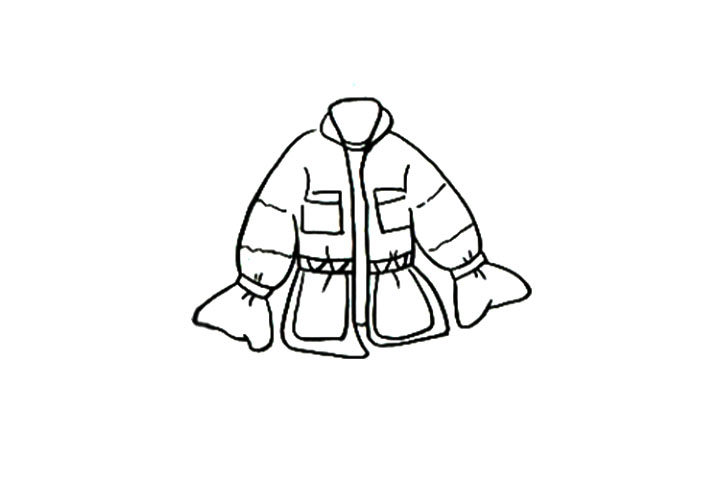 收腰羽绒服怎么画