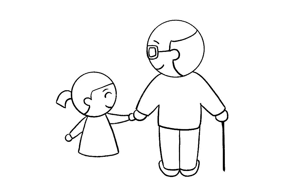 学画重阳敬老简笔画
