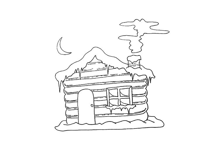 雪屋简笔画教程