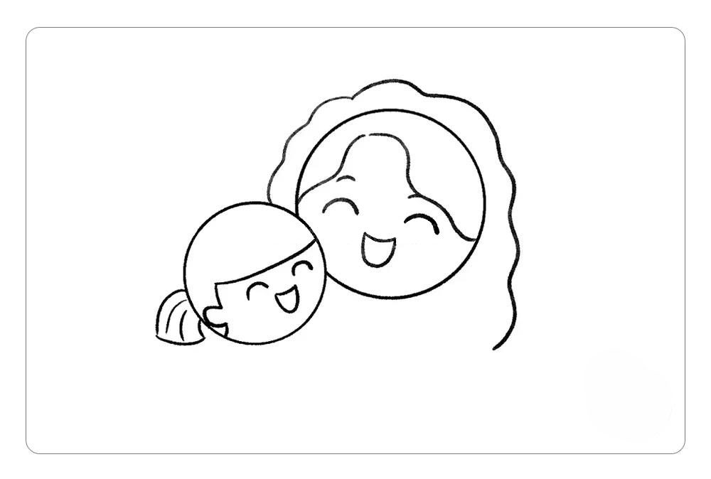 母亲节妈妈拥抱小孩简笔画