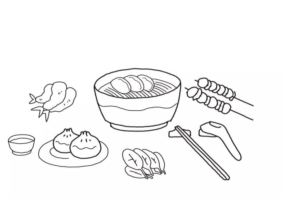 一桌美食简笔画画法步骤