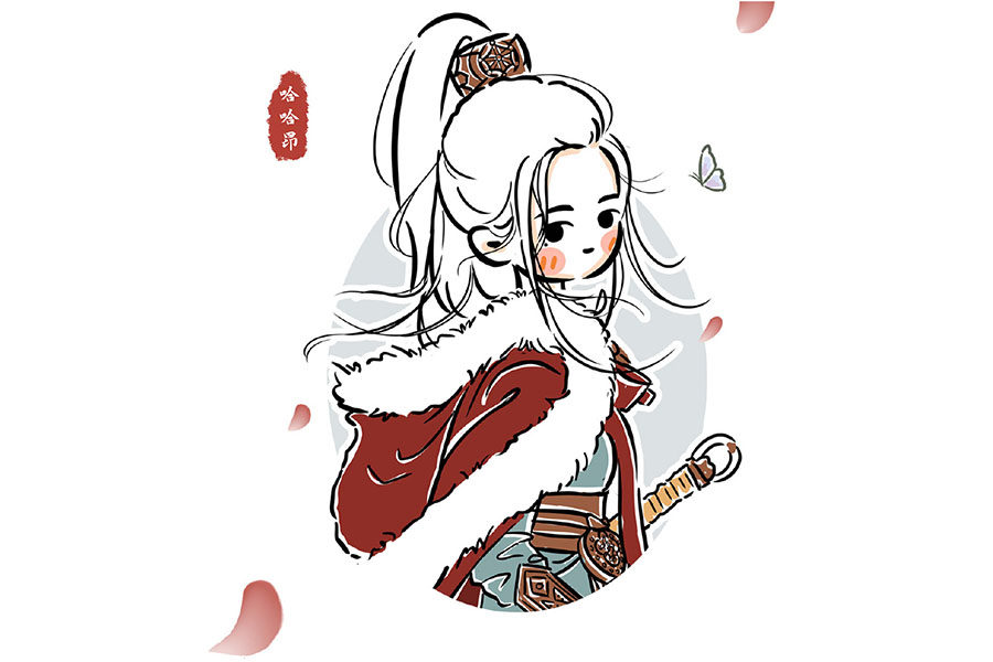 古风也可以很可爱 一组漂亮的古风小女孩简笔画图片