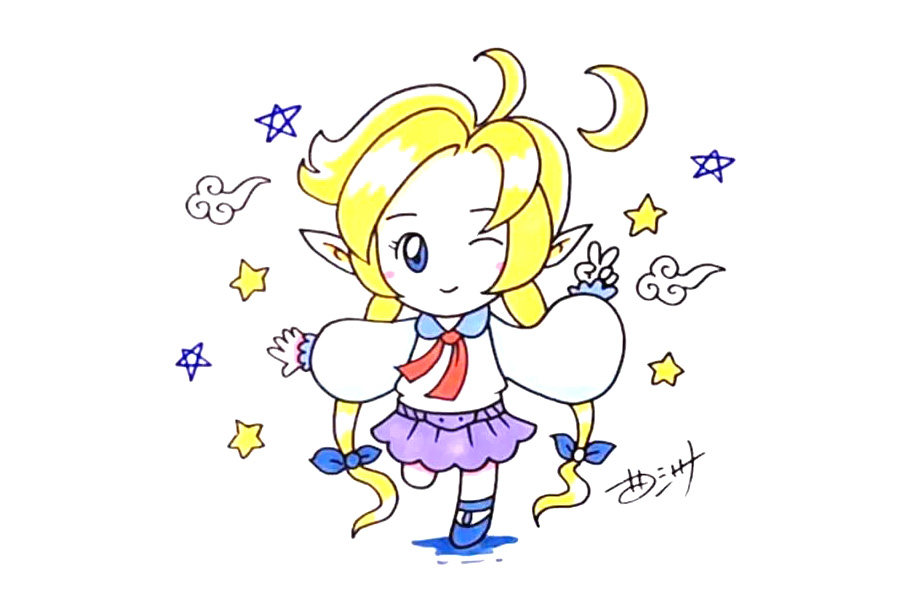 画漂亮的卡通美少女