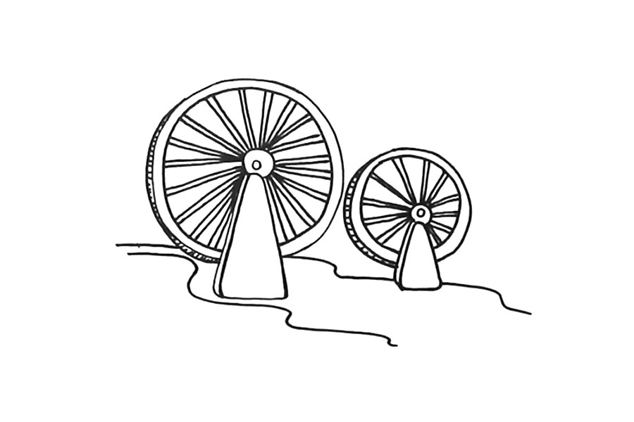 漂亮的水车风景怎么画