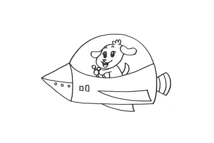 遨游太空的飞船简笔画画法步骤
