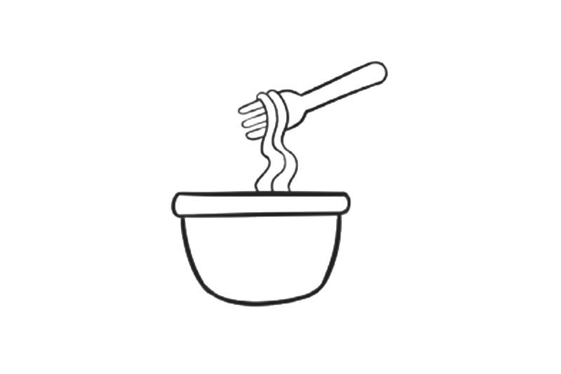 美味泡面简笔画画法步骤