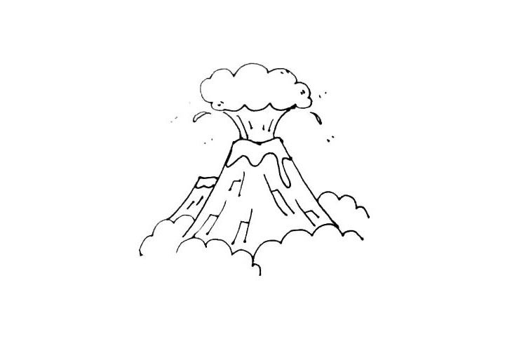 火山爆发简笔画画法步骤