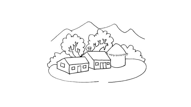 小渔村简笔画画法步骤