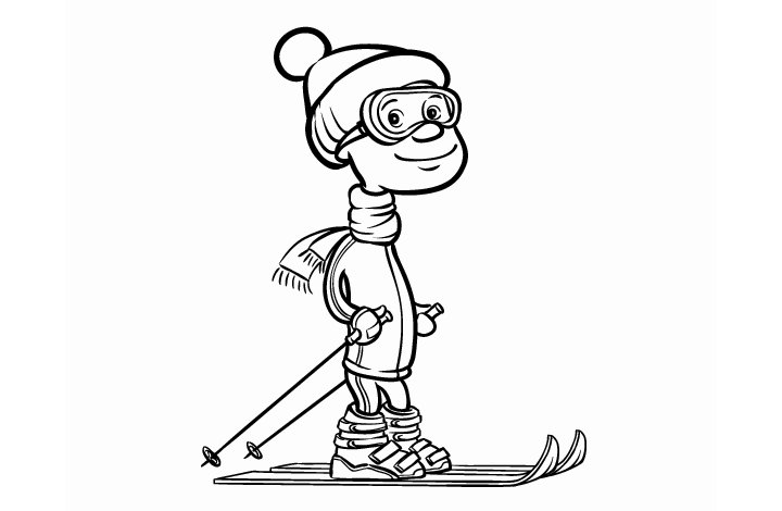 冬天滑雪运动简笔画图片