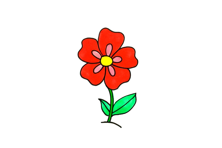 超简单五瓣花怎么画