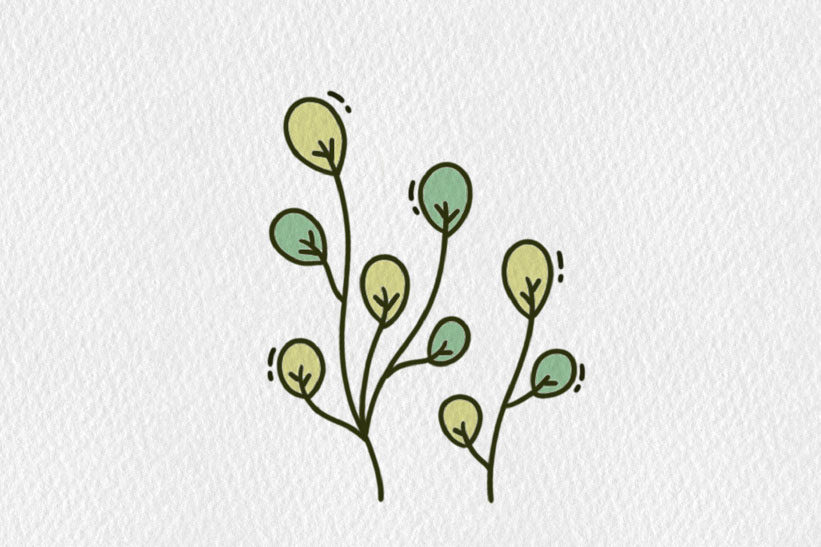 小清新彩色花朵简笔画