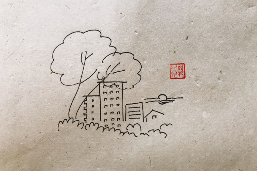 城市各角落美丽风景简笔画图片