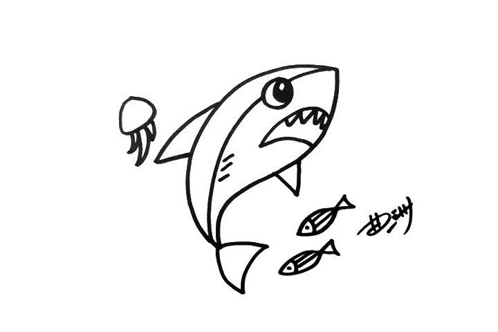 鲨鱼简笔画画法步骤