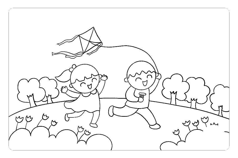 春天放风筝简笔画