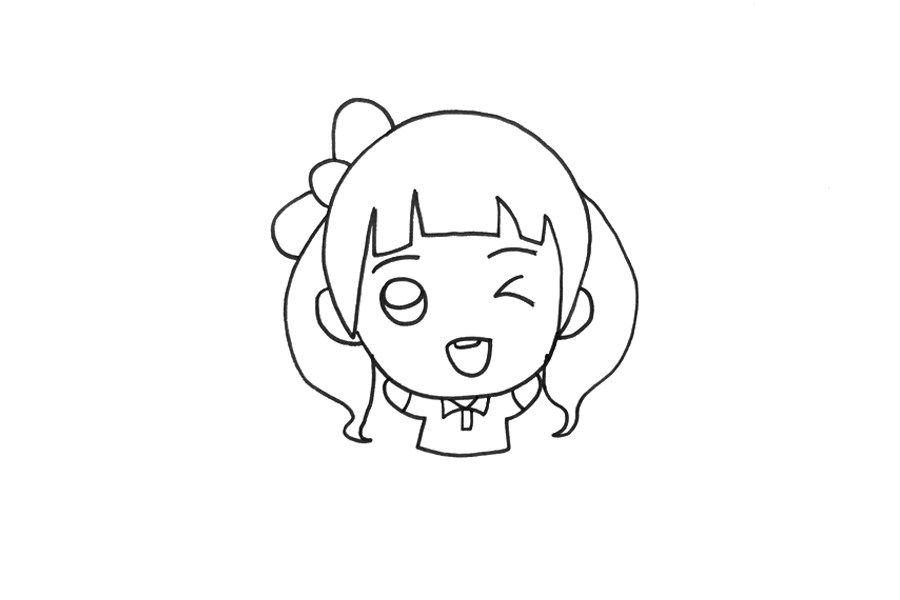调皮可爱的小女孩简笔画教程