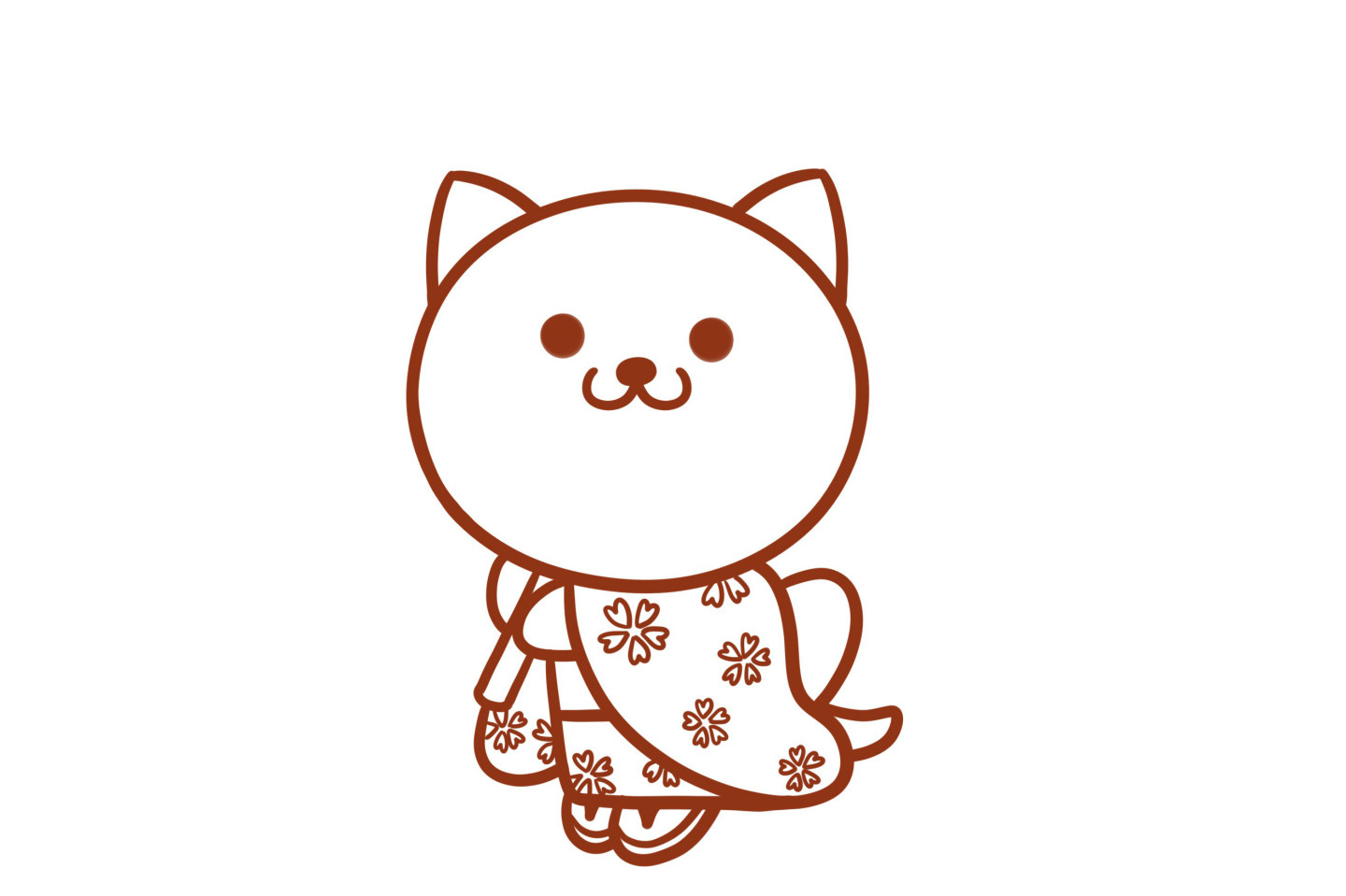 可爱的和服小猫简笔画画法