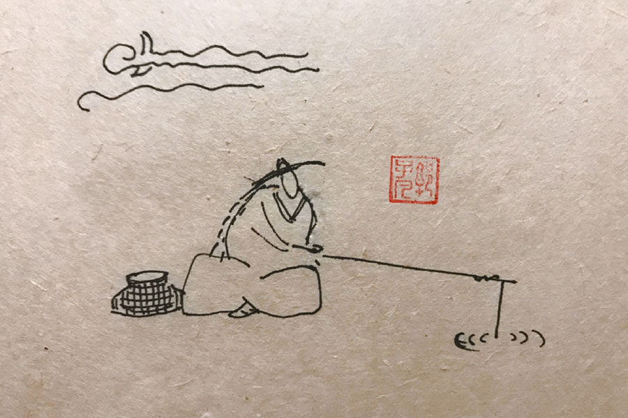 垂钓人物简笔画图片