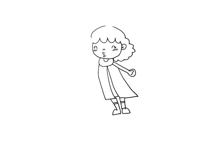 玩风车的小女孩简笔画教程