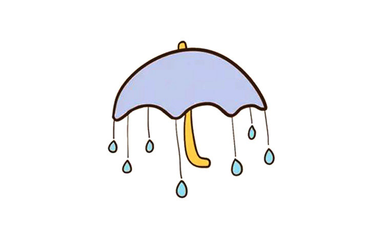 一组表示下雨的天气简笔画图片