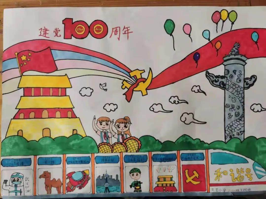 小学生童心共筑中国梦绘画作品