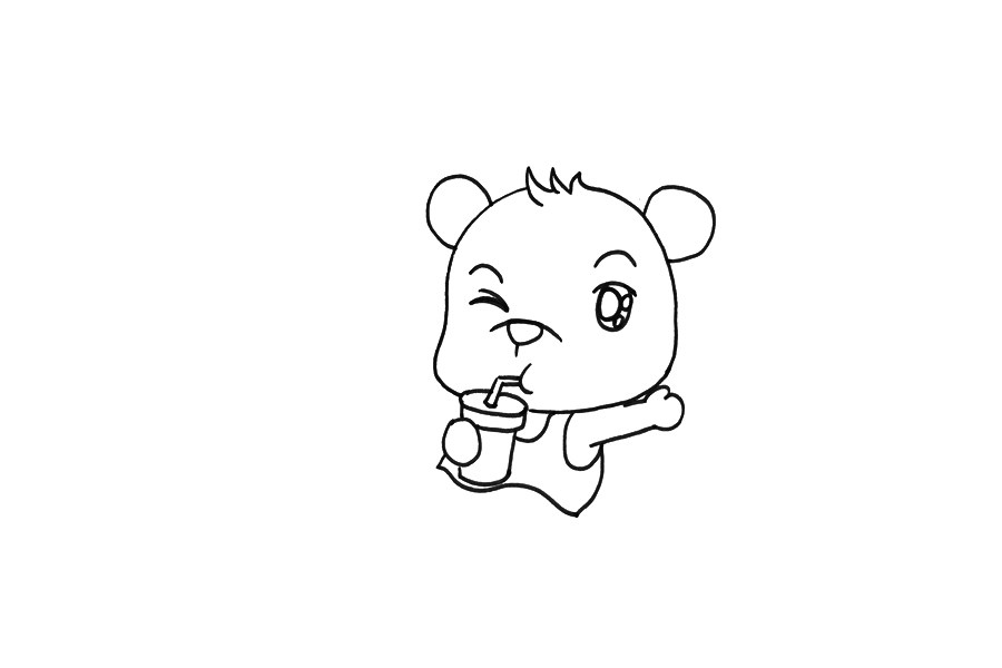 度假小熊简笔画画法步骤