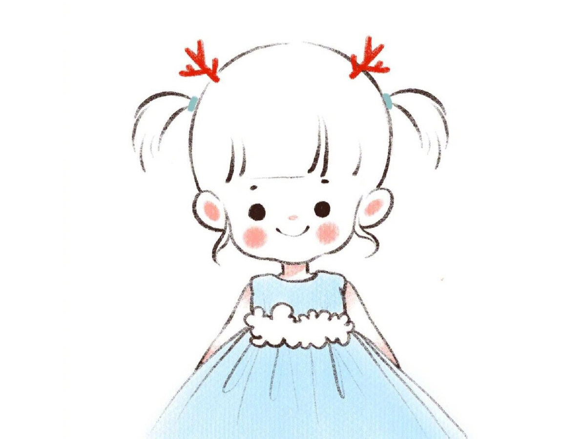 一组可爱的小女孩简笔画图片