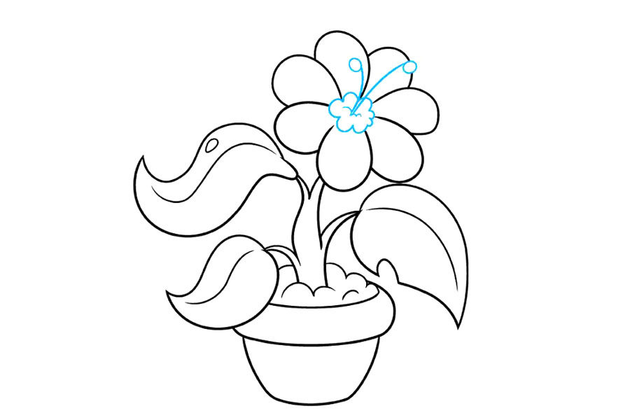 一盆漂亮的小花简笔画画法