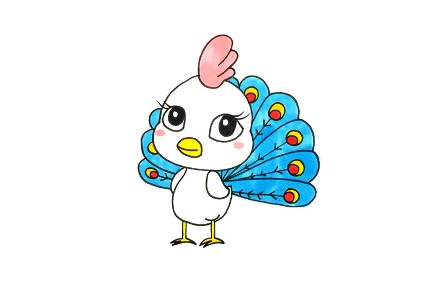 Q版可爱孔雀怎么画