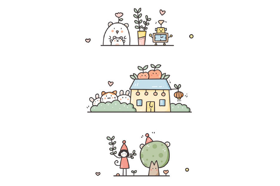 治愈系可爱简笔画图片